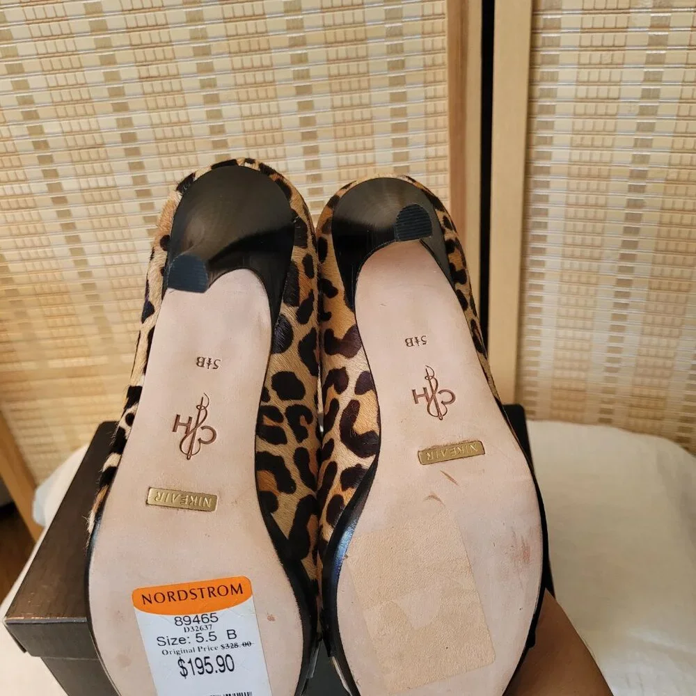 NWT COLE HAAN Pony Hair Peep-Toe Heels - Picture 5 of 6